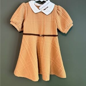 Janie and Jack Camel Kids Dress with White Collar